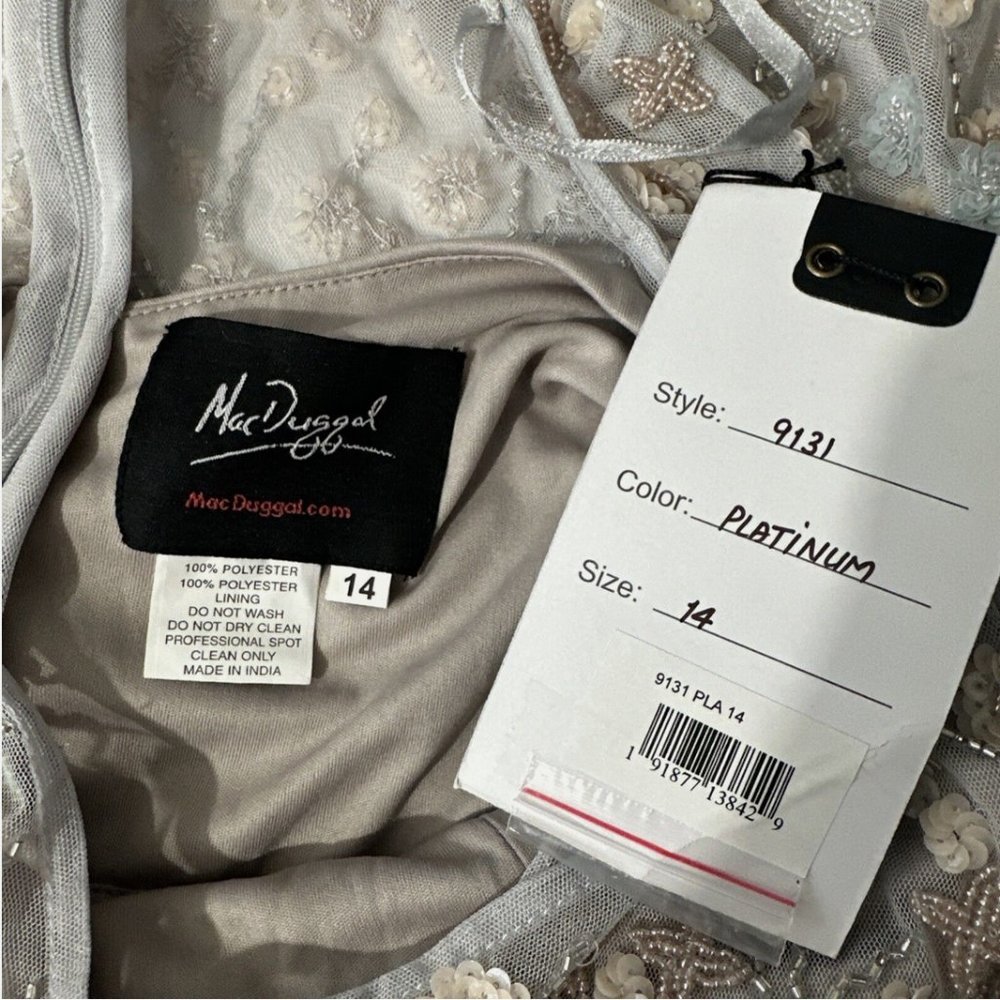 NWT $798 Mac Duggal [ 14‎ ] Embellished Wrap Over Illusion Long Sleeve Gown Q635 - Picture 5 of 16
